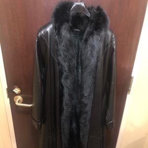 Black lined leather coat